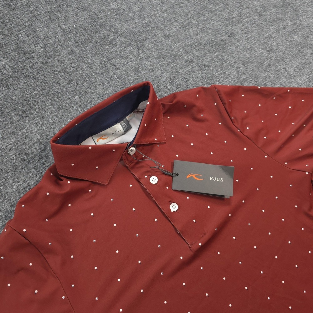 KJUS Polo Shirt‎ Mens Small Red Sotto Polka Dot UPF 50+ Golf Performance Stretch
